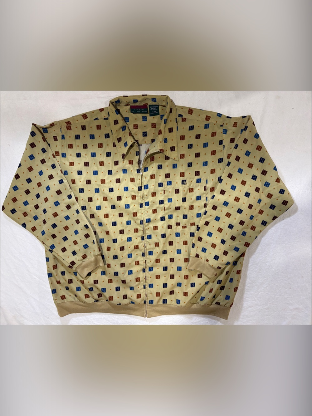 Vintage Logic Patterned Full Zip Windbreaker Jacket Size 3XL